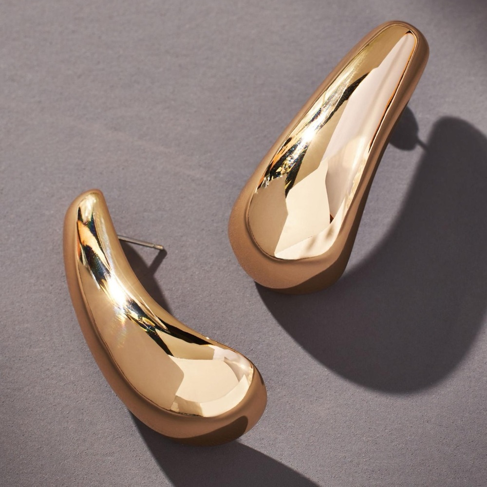 Anthropologie Gold Petra Oval Drop Earrings